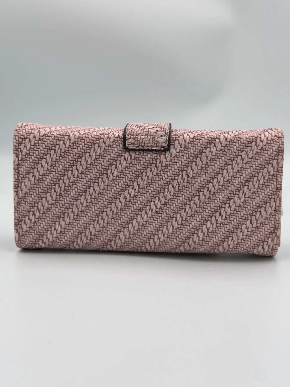 Pink Woven Clutch Wallet